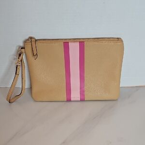 Anne Klein Beige and Pink Wristlet Clutch